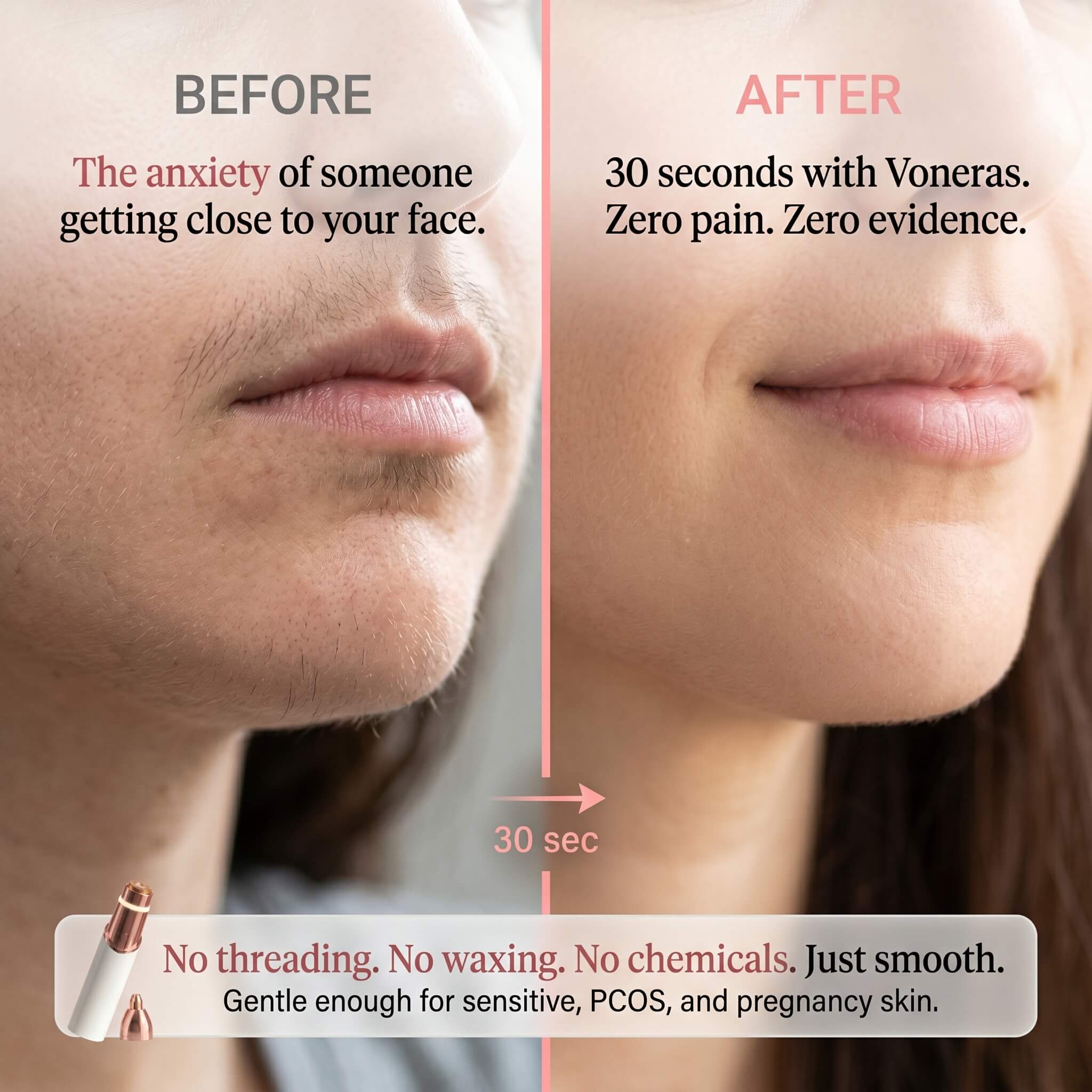 Voneras™ 2-in-1 Facial Hair Remover | Smooth in 30 Seconds